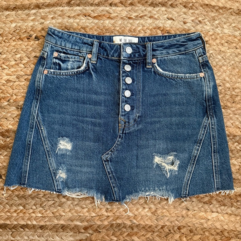 Free People Size 27 Distressed Denim Mini Skirt Western Festival Summer